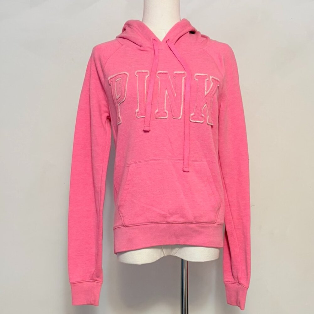 Victoria's Secret Pink Campus Womens Sz XS Bubblegum Pink Y2K Pull Over Hoodie
